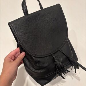Express Black faux leather backpack with adjustable straps